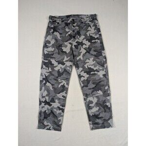Sundance Gray Camo Reed Straight Leg Ankle Pants Gray Button Fly Stretch Size 14
